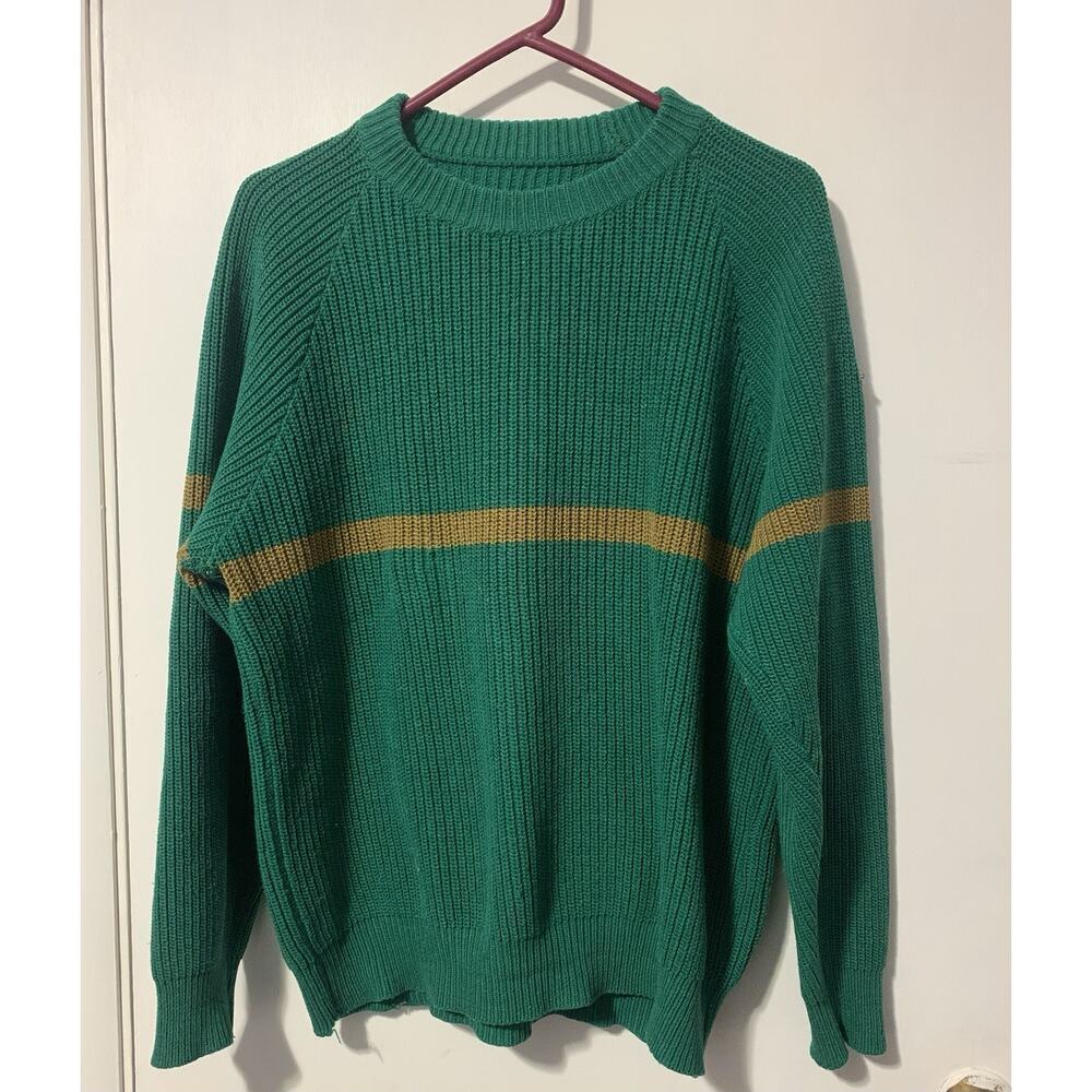 Vintage Men’s Green Sweater Fisherman Going Out LG